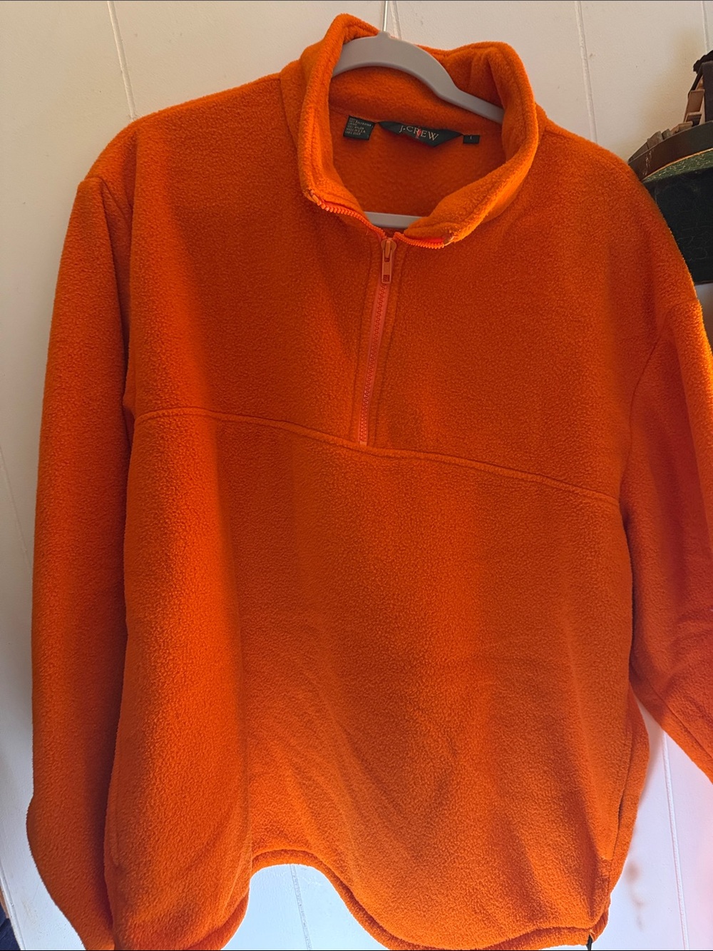 J. Crew Men’s Bright Orange Quarter-Zip Fleece Pullover